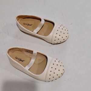 Cat & Jack Cream Studded Mary Jane Baby Girl Ballerina Flats Size 7
